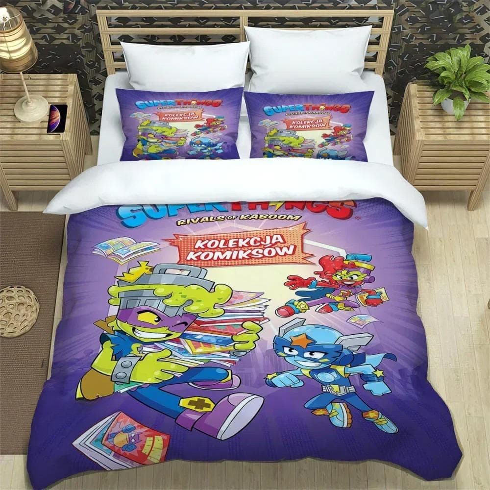 Cute cartoon Super Zings Bedding Sets exquisite bed supplies set duvet cover comforter set bedding set luxury Birthday Gift 135X200cm 2pcs