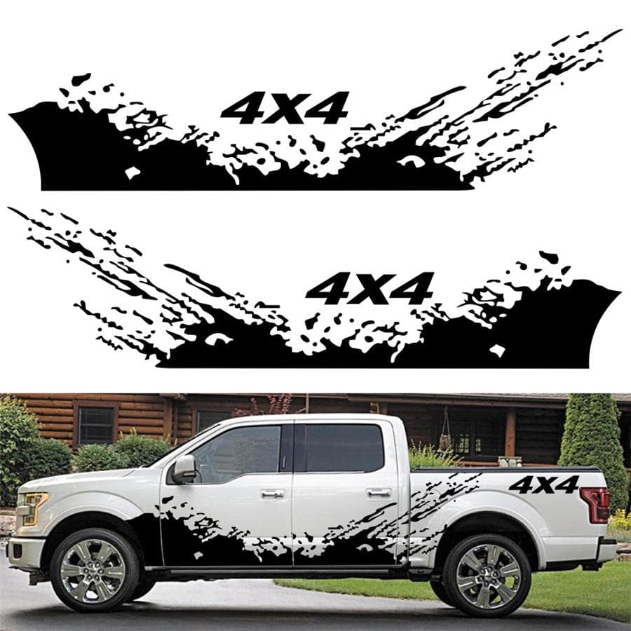 2x Car Side Body Vinyl Sticker Splash Graphics Decals Black For 4x4 Truck Pickup