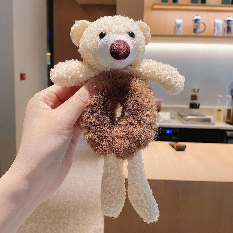 Plush Ponytail Headband Elastic Hair Ring Headwear Cute Cartoon Animal Rubber Hair Bands Ties for Accessories