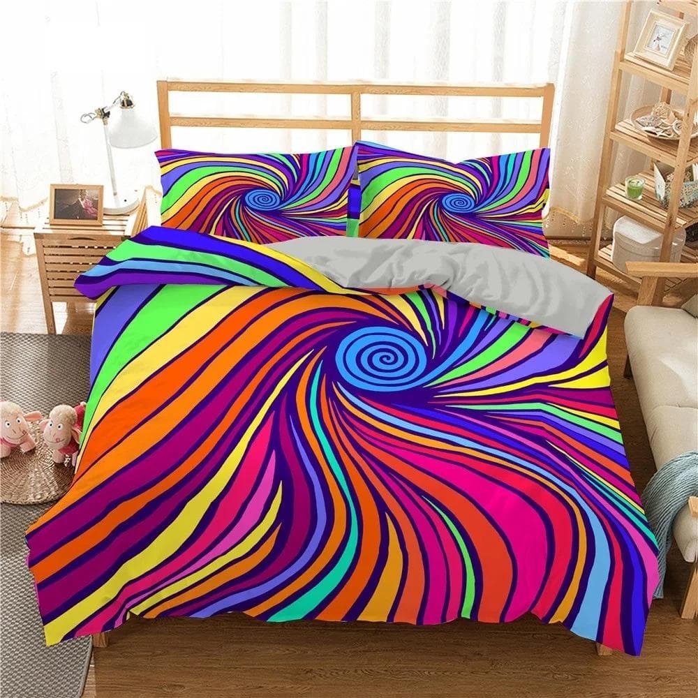phechion Psychedelic 3D Print Bedding Set Duvet Covers Pillowcases One Piece Comforter Bedding Sets Bedclothes Bed Linen K269 155x215cm 3pcs