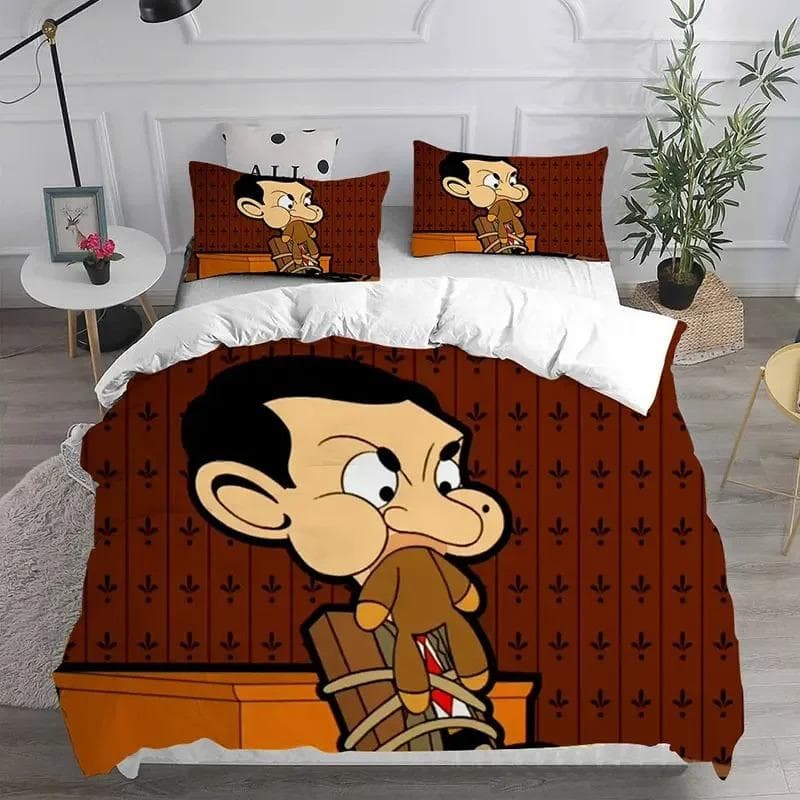 3D Mr. Bean Animated Series Bedding Sets Comforter Quilt Bed Cover Duvet Cover Pillow Case Sets Bedroom Home Textiles 70x133cm 2pcs