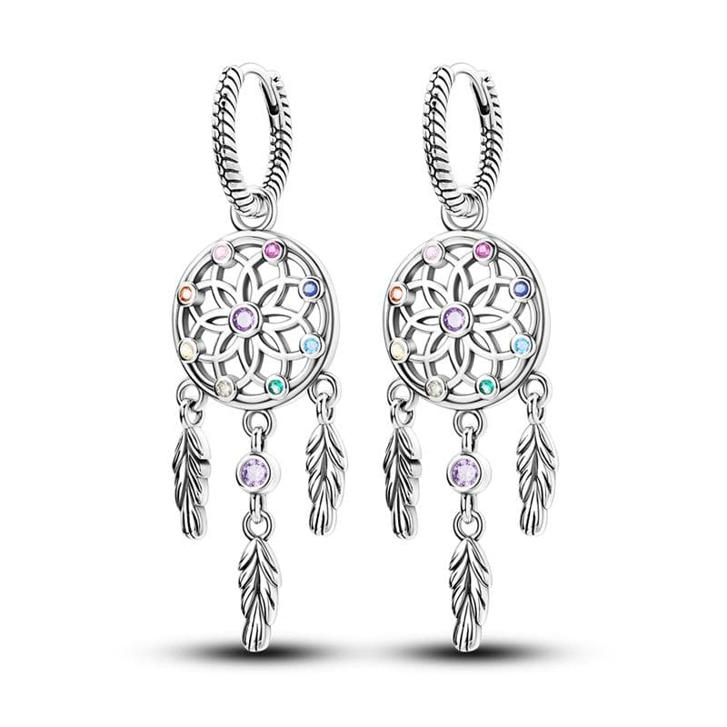 Round Circle Hoop Earrings For Women 925 Silver Heart Star Moon Sun Flower Zircon Opal Earrings Jewelry Gift SEE144