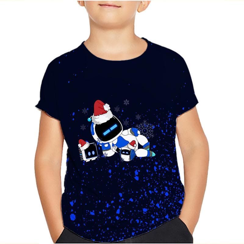 Game Astro Bot 3D Printed Kids T Shirt Children Clothing Harajuku Cartoon Tees Casual Fun Top Clothing Girls Boys Tshirt 2024 150 silver