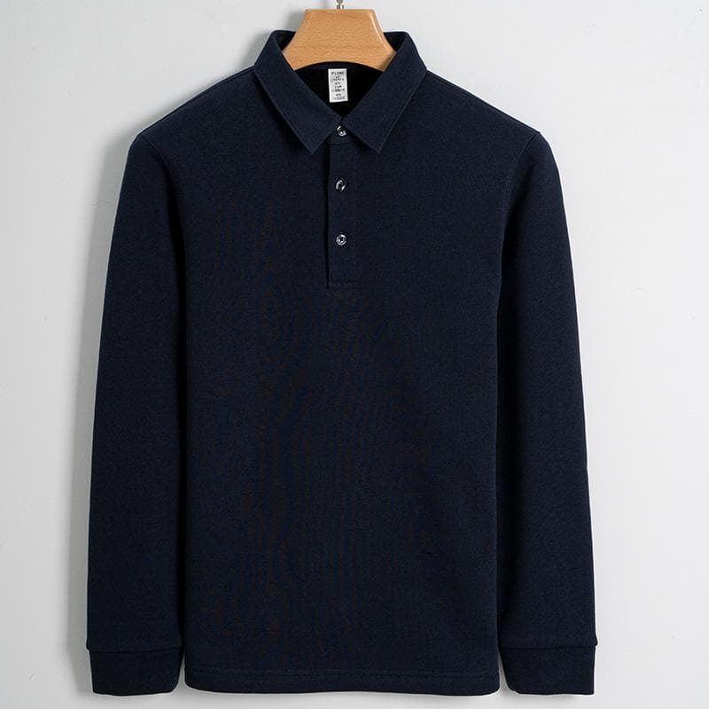 430g Plus Velvet Thickened Cotton Warm Polo Shirt for Men Long Sleeve Business Casual Men's Warm Shirt for Men 4XL