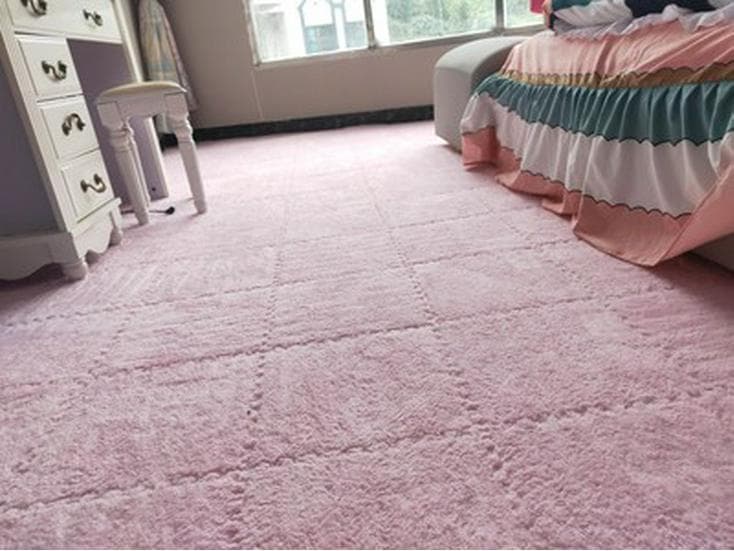 Elegant 2022 Dirt-Resistant Bedroom Carpet and Living Room Floor Mat for Master Bedroom and Bay Window. 30x30CM 12pcs + Edging pink