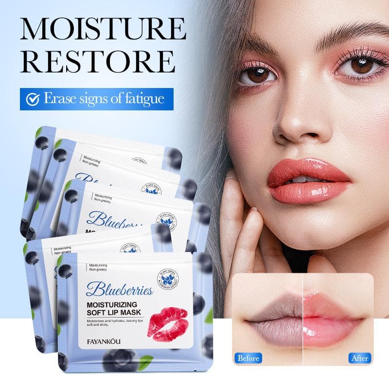 10pcs MOISTURIZING SOFT LIP MASK Hydrating Erase Signs of Fatigue Natural Pink Lips Prevent Drying Brighten Lips Color Smooth Lip Lines blue