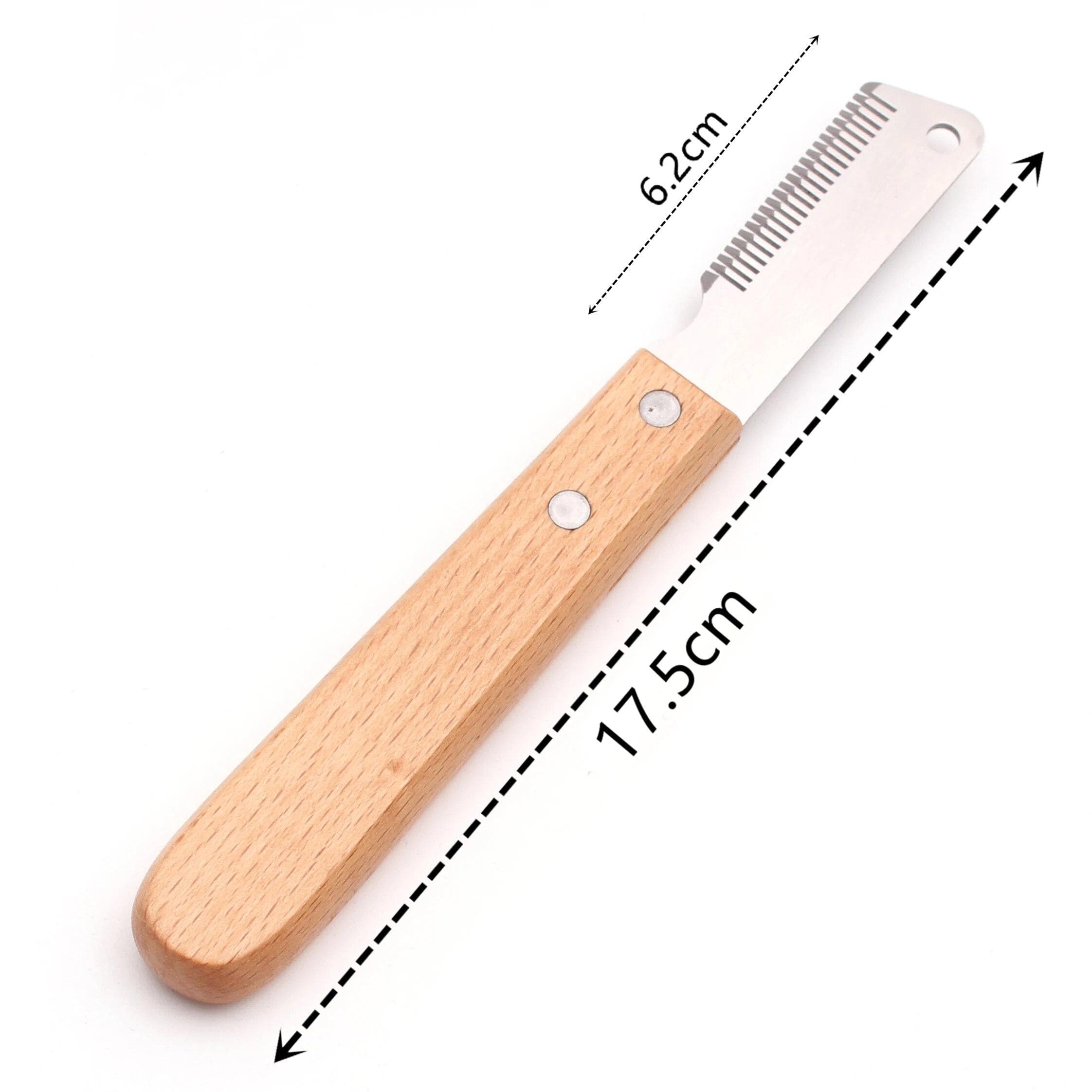 Pet Hair Removal Knife Professional Dog Comb Stainless Wooden Handle Stripping Knife Pet Hair Remover Grooming Brushes Pet Hair Comb