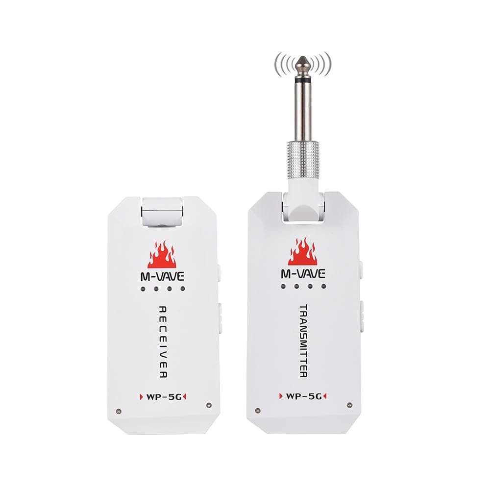 M-VAVE 5.8G Wireless Guitar System Rechargeable Guitar Transmitter Receiver Set UHF for Electric white