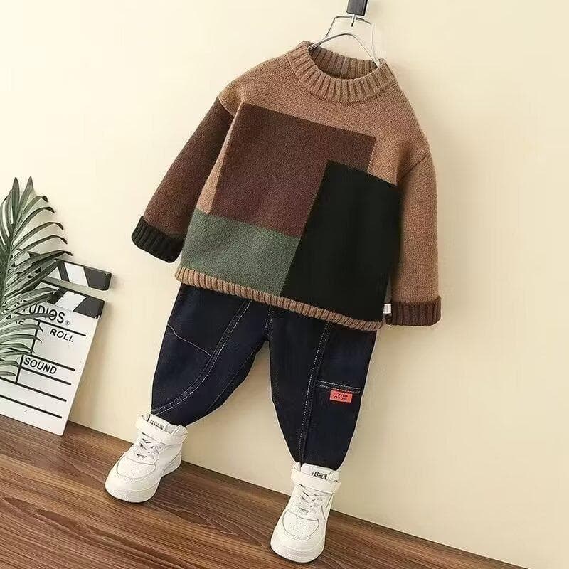 Boys' Sweaters Winter Children's Winter Fleece Base Shirts Winter Men's Winter Clothes Thick Tops 170