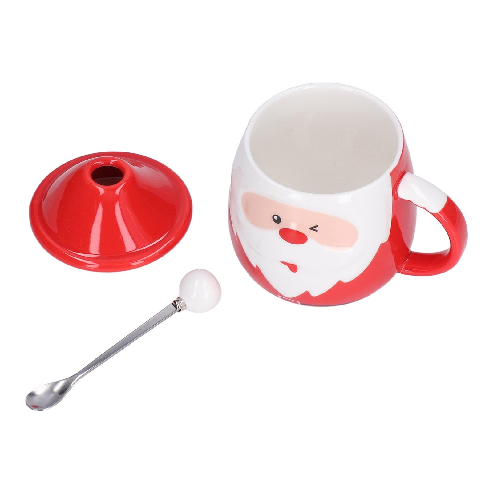 450ml Christmas Cup Large Capacity Ceramic Tea Milk Cup Coffee Mug with Lid Spoon for HomeType D L