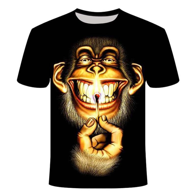 3D Fashion Funny Monkey Graphic t shirts Summer Casual Animal Pattern Men's t-shirt New Hip Hop Print Short Sleeve t-shirts Tops L