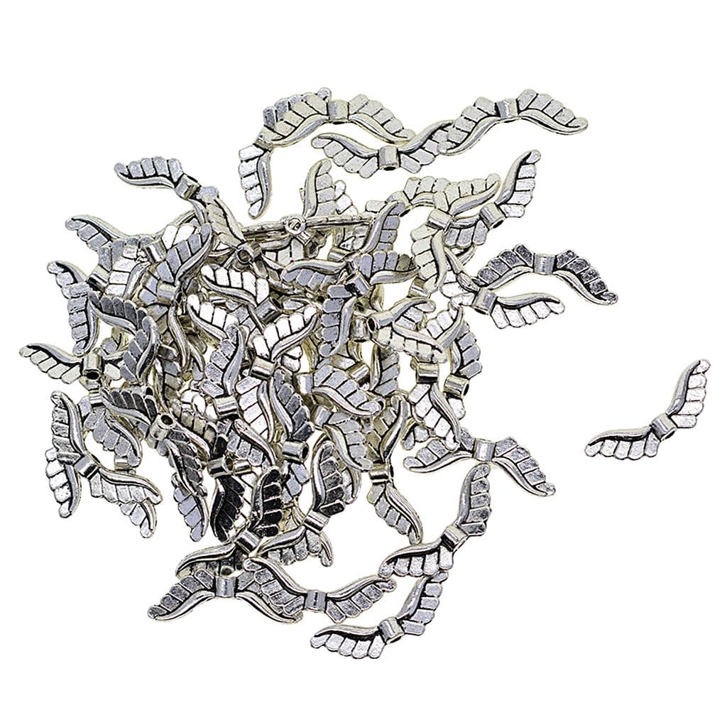 100 Tibetan Silver Angel Wing Spacer Charm Beads Jewelry DIY Making 23x8mm 23x8mm