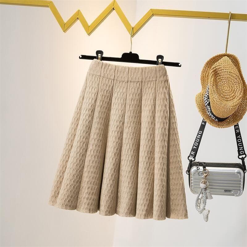 Winter High Waisted Knitted Skirt for Women A-line Skirt Pleated Skirt and Short Skirt for Women XL