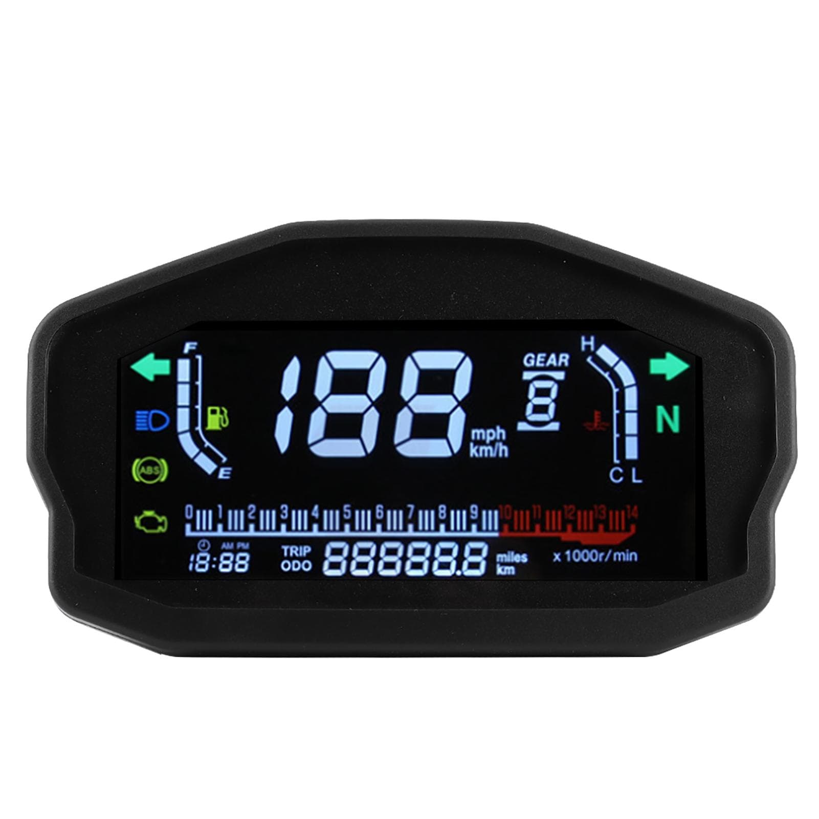 Motorcycle Speedmeter Fuel Level Gauge Refit LCD Instrument for 124 Cylinder Motor with LED