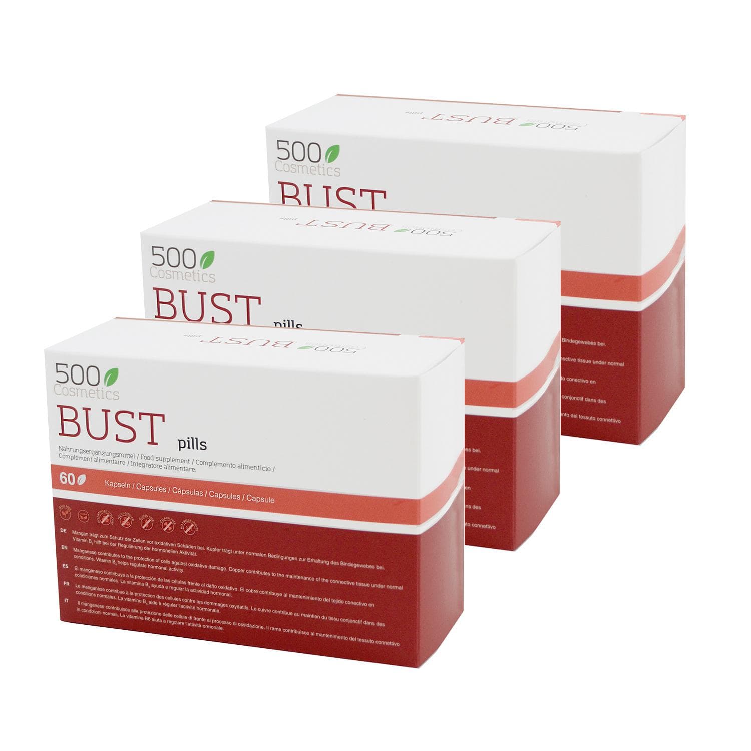500COSMETICS BUST PILLS, capsules to firm and increase breasts Unique white/brown