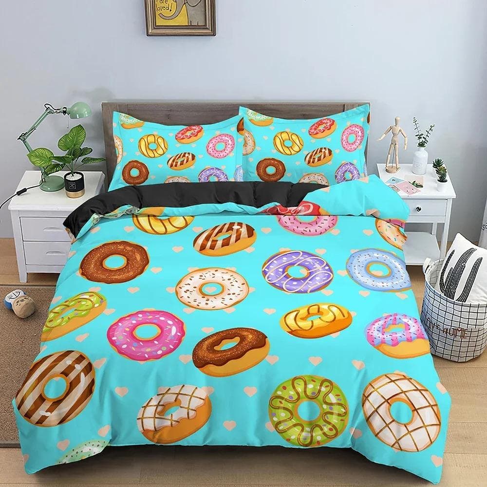Donut Print Bedding Set For Bedroom Duvet Cover Comforter Covers Single Double King Size Quilt Cover With Pillowcase 70x133cm 2pcs