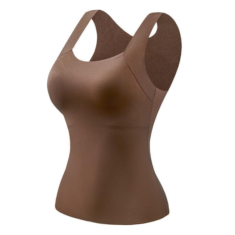 Women's Seamless Moisturizing Nude Skin Base Warm Vest with Fixed Cup for Autumn/Winter M (80-100 jin)