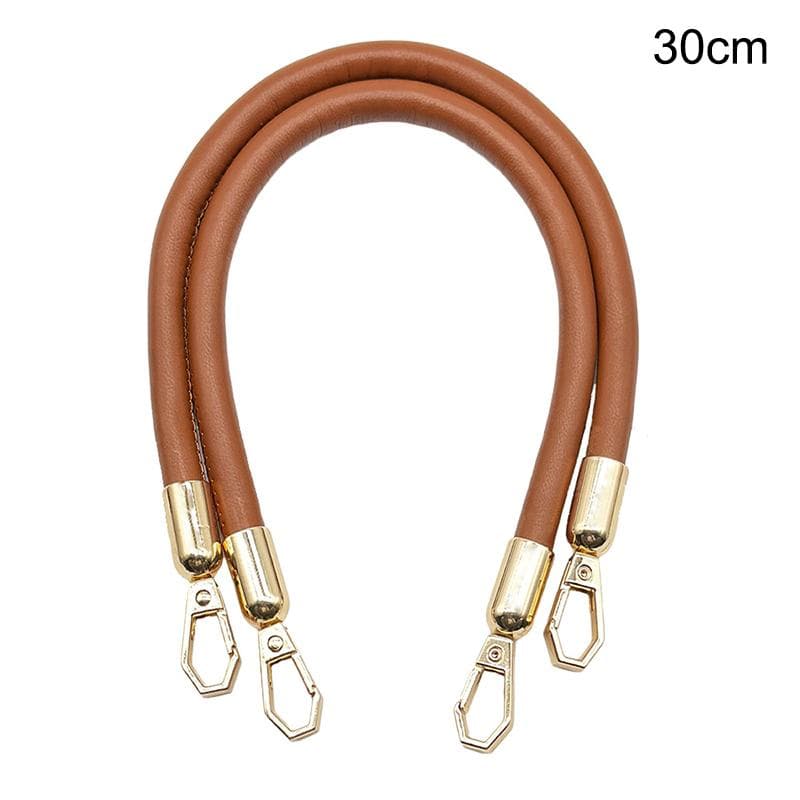 2Pcs Soft Leather Shoulder Bag Straps Short Bag Handles Diy Replacement Purse Belt Handbag Strap Bag Accessories 30cm brown