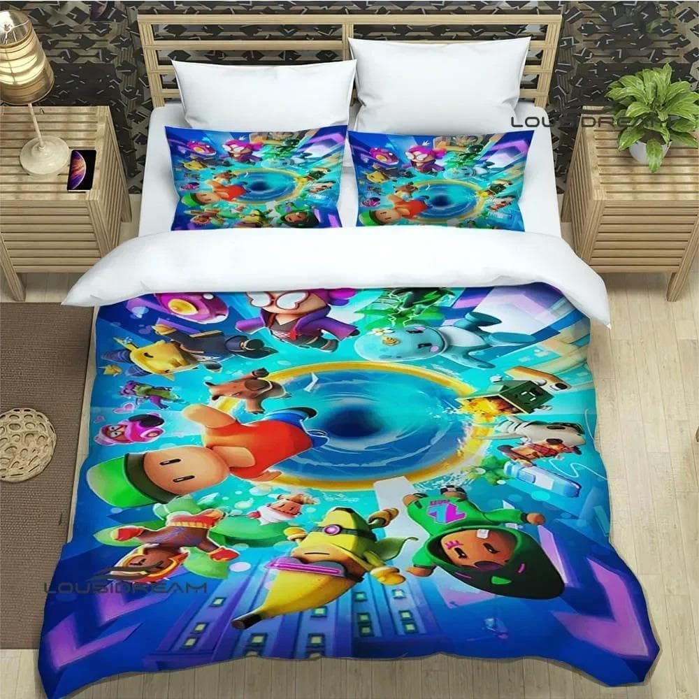 3D Game Cartoon Stumble-guys Bedding Sets Exquisite Bed Supplies Set Duvet Cover Comforter Set Bed 70x133cm 2pcs