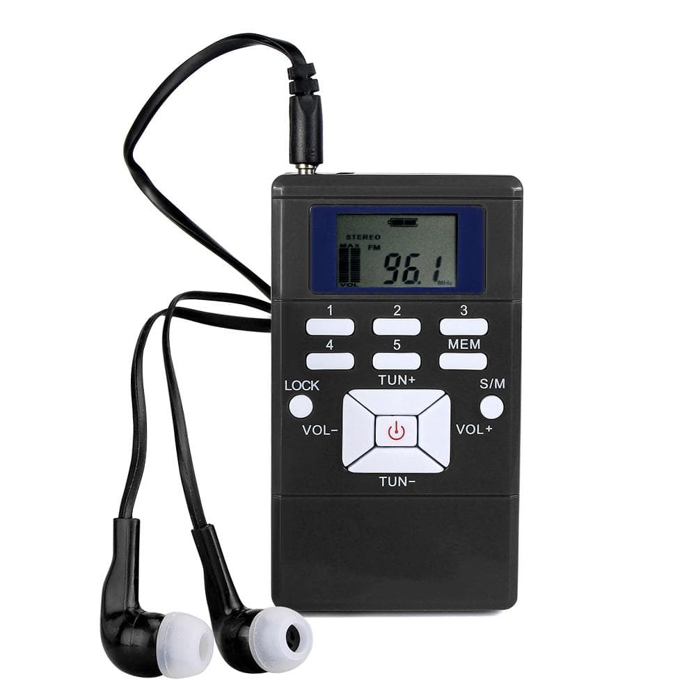 Mini Portable DSP Stereo FM Radio Digital Clock Receiver for Meeting Simultaneous Interpretation black
