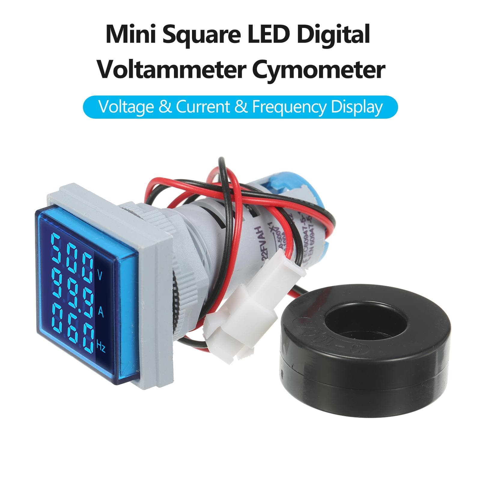 Mini Square Digital Voltammeter Voltammeter Ammeter Voltmeter Cymometer Three LED Display Voltage blue