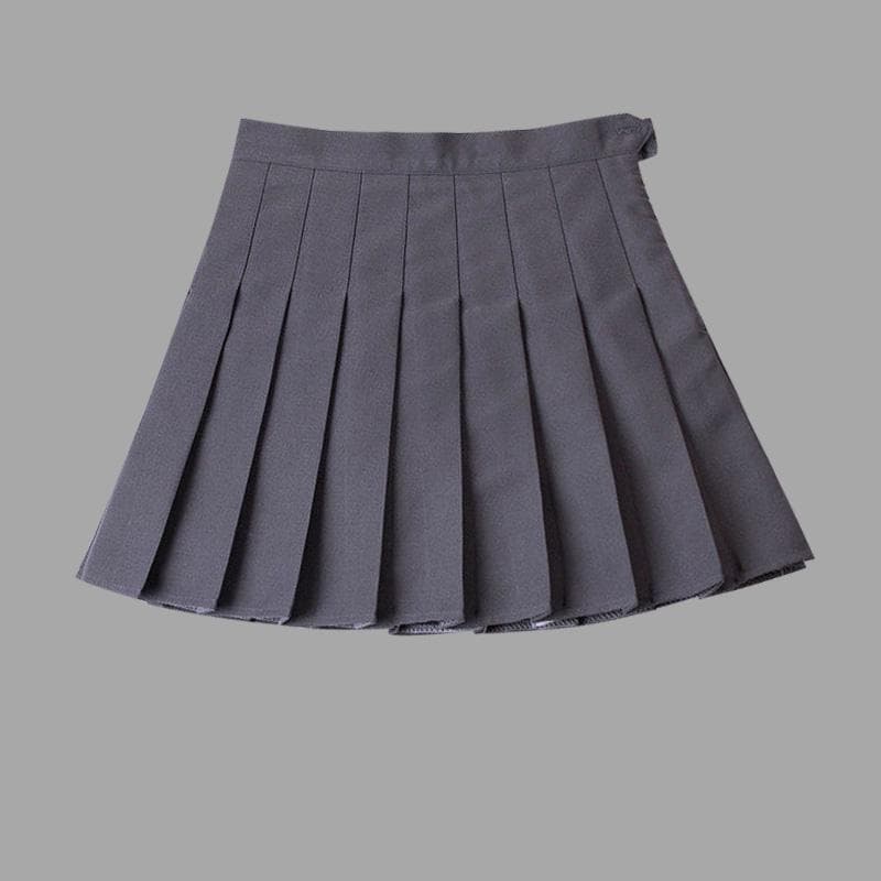 SCIONE Pleated Skirt Women's High Waist Short Skirt School Girl A-Line Skirt Plaid Skirt Sexy Skirt S grey