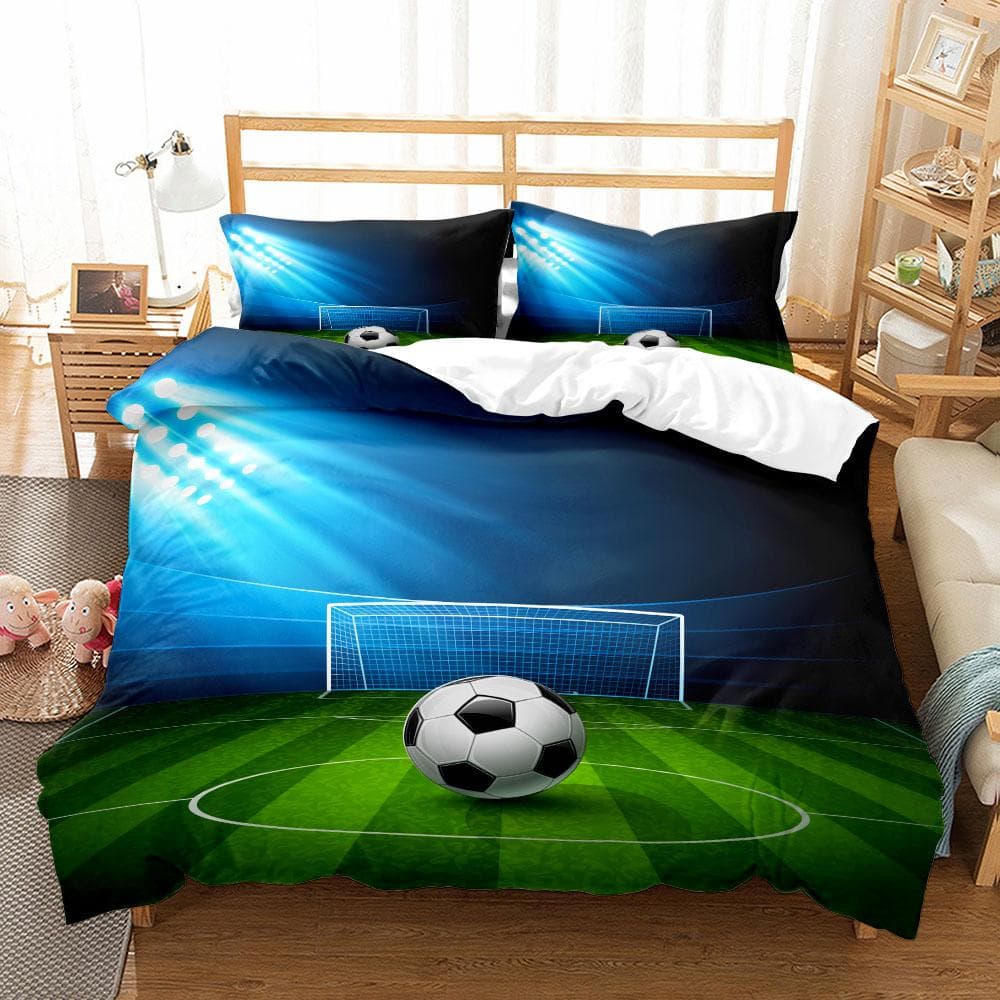 Football Stadium Silhouette Poster Duvet Cover Set UK Single Double Queen King US Twin Full King Size Bed Linen Set EU single(135x200cm)