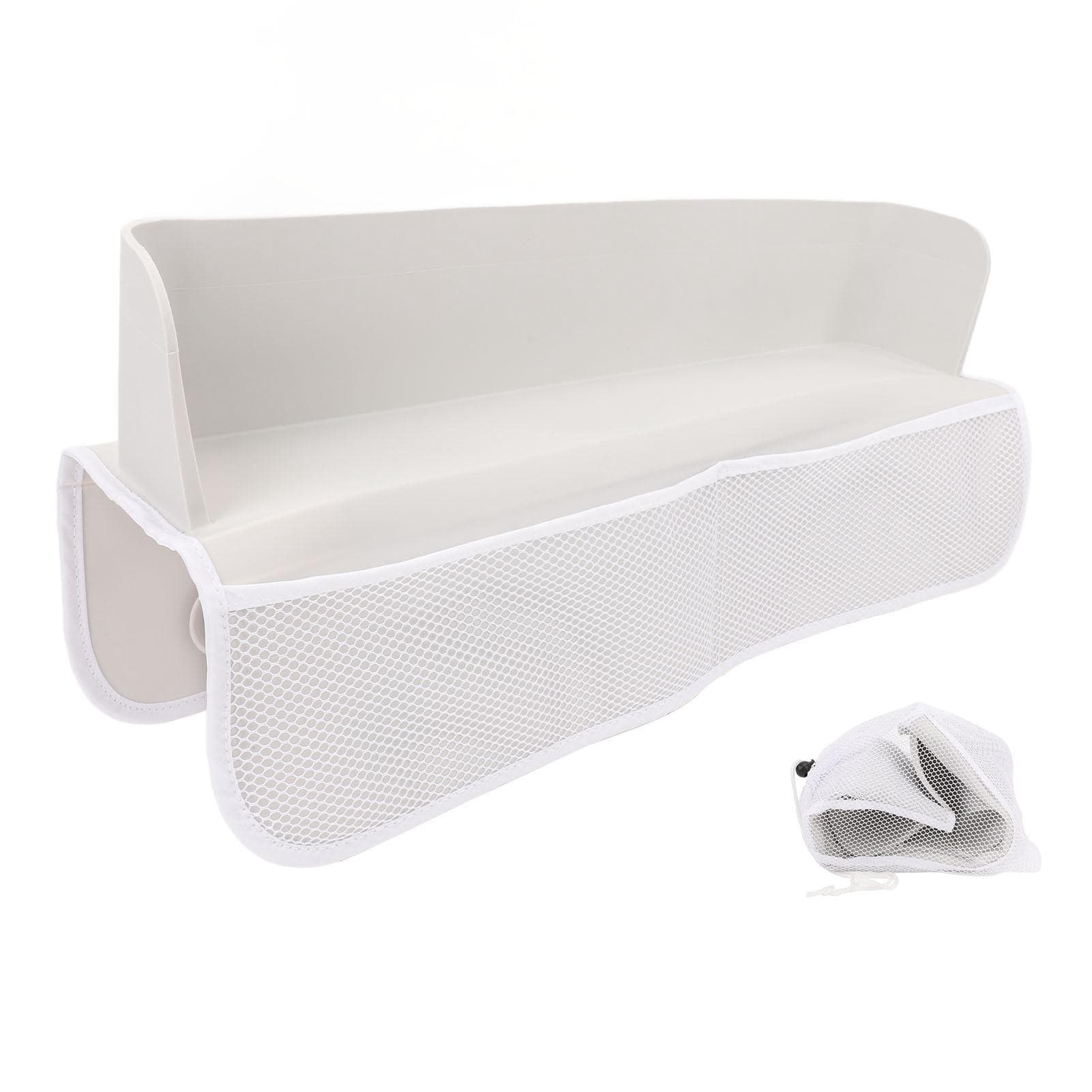 Bathtub Splash Guard with Mesh Pockets Kids Bath Tub Shelf Toy Holder Storage Fun for Toddlers black