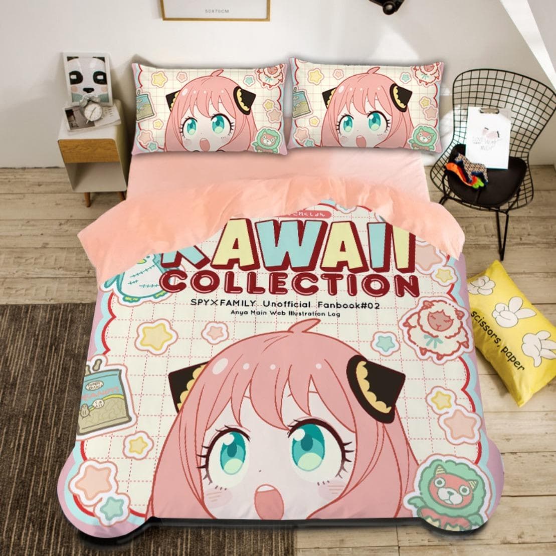 Spy X Family Bedding Set,Spy Funny Anya Duvet Cover Anime Quilt Cover With Pillowcase Single/Double/Queen/King 135x200cm-2pcs
