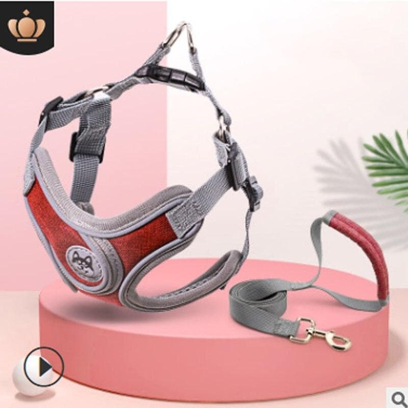 Breathable Dog Harness with Leash Reflective Oxford Vest Harness for Dogs Adjustable Size Small Medium Dogs S with Leash red