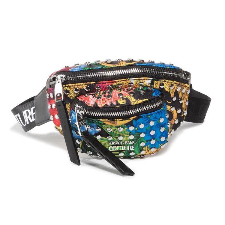 Versace Jeans Couture Double Zipper Waist Bag Fabric And Faux Leather Women Waist Bag Colorful E1VVBBB4-71406-M09 Basic Set (Bag+Dust Bag)