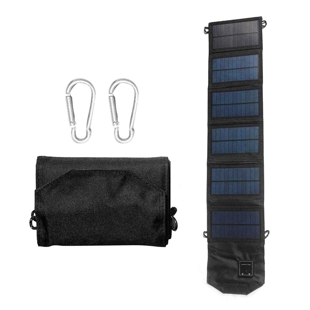 12W Portable Foldable Solar Panel Charger Dual USB 5 Volt Waterproof High Efficiency Foldable Solar black