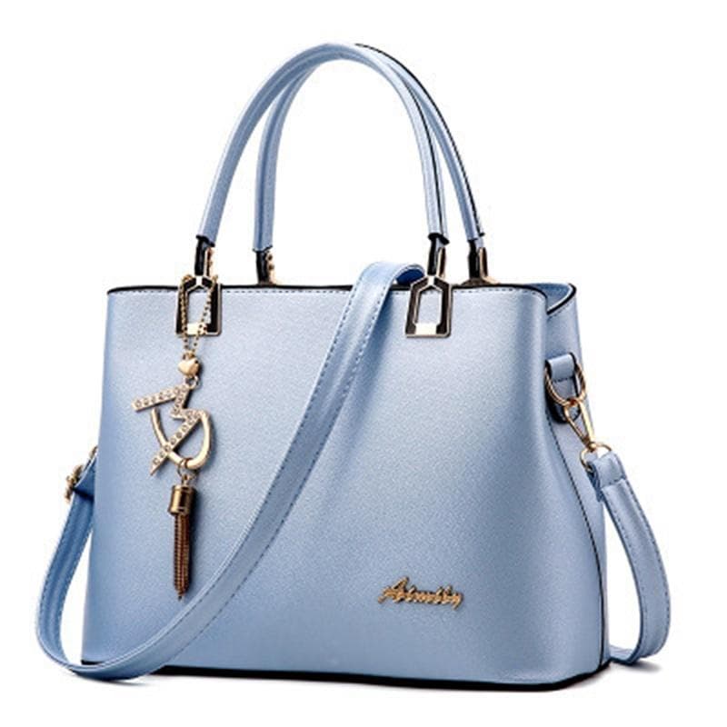 Women's Handbag Single Shoulder Fashion Elegant High Capacity Multi-compartment Hardware Pendant Zipper Messenger Bag Simple Temperament 29*13*21cm sky blue