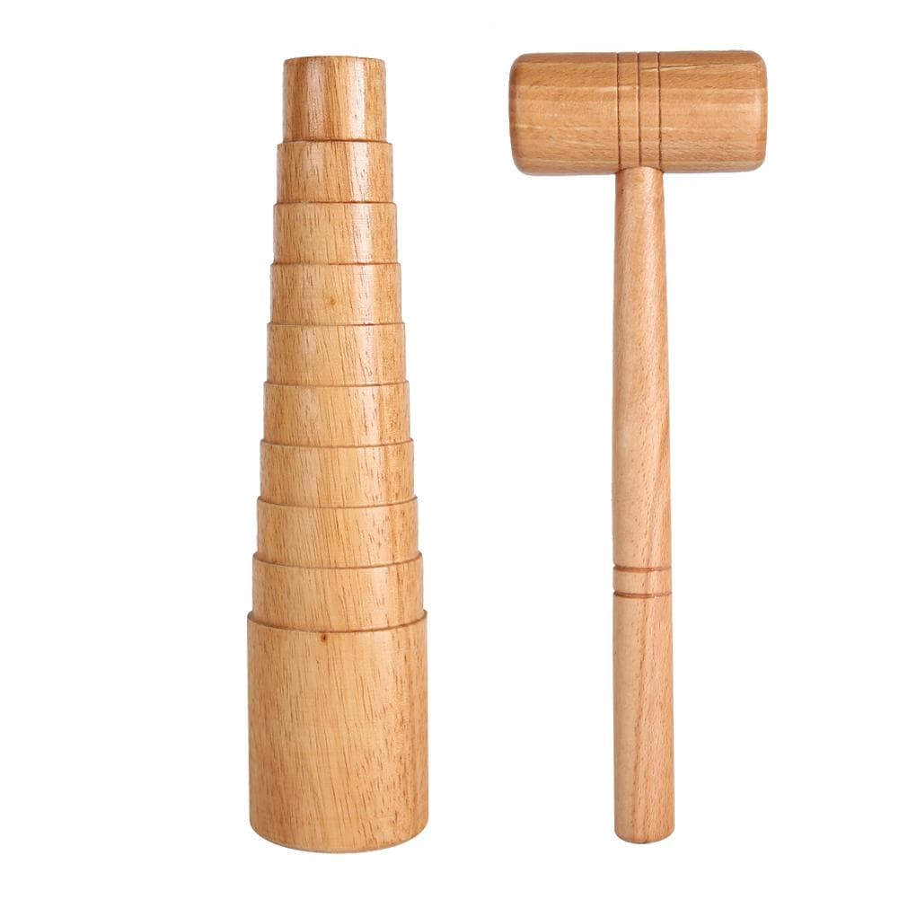 2pcs / set Wooden Mandrel Sizer Jewelry Making Adjust Bangle Sizing Measurement Stick Hammer Tool