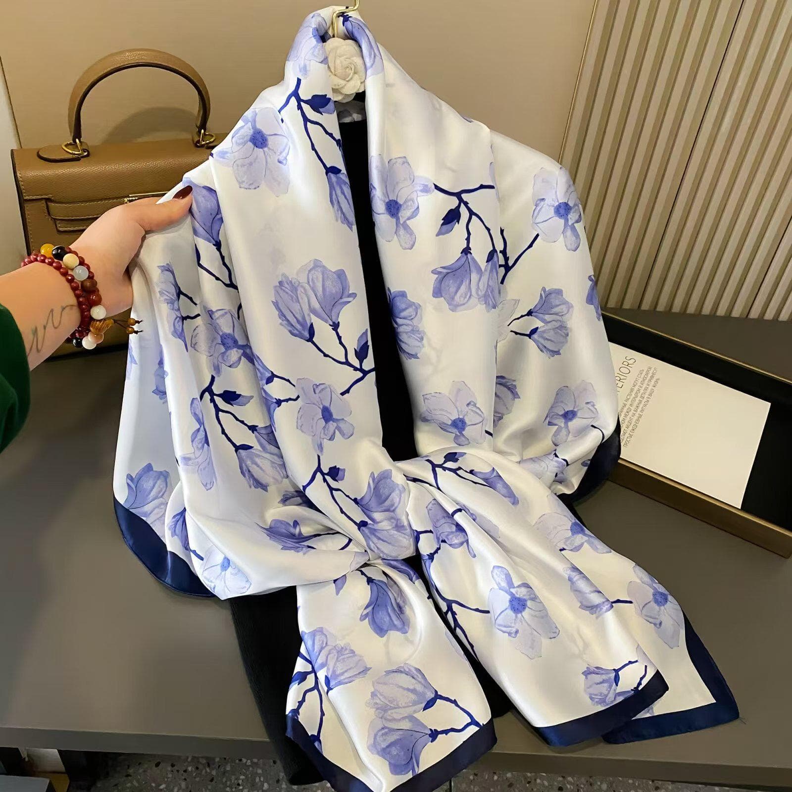 High-End Summer Silk Scarf - Long, Fashionable Sunscreen Shawl for Women 90x180