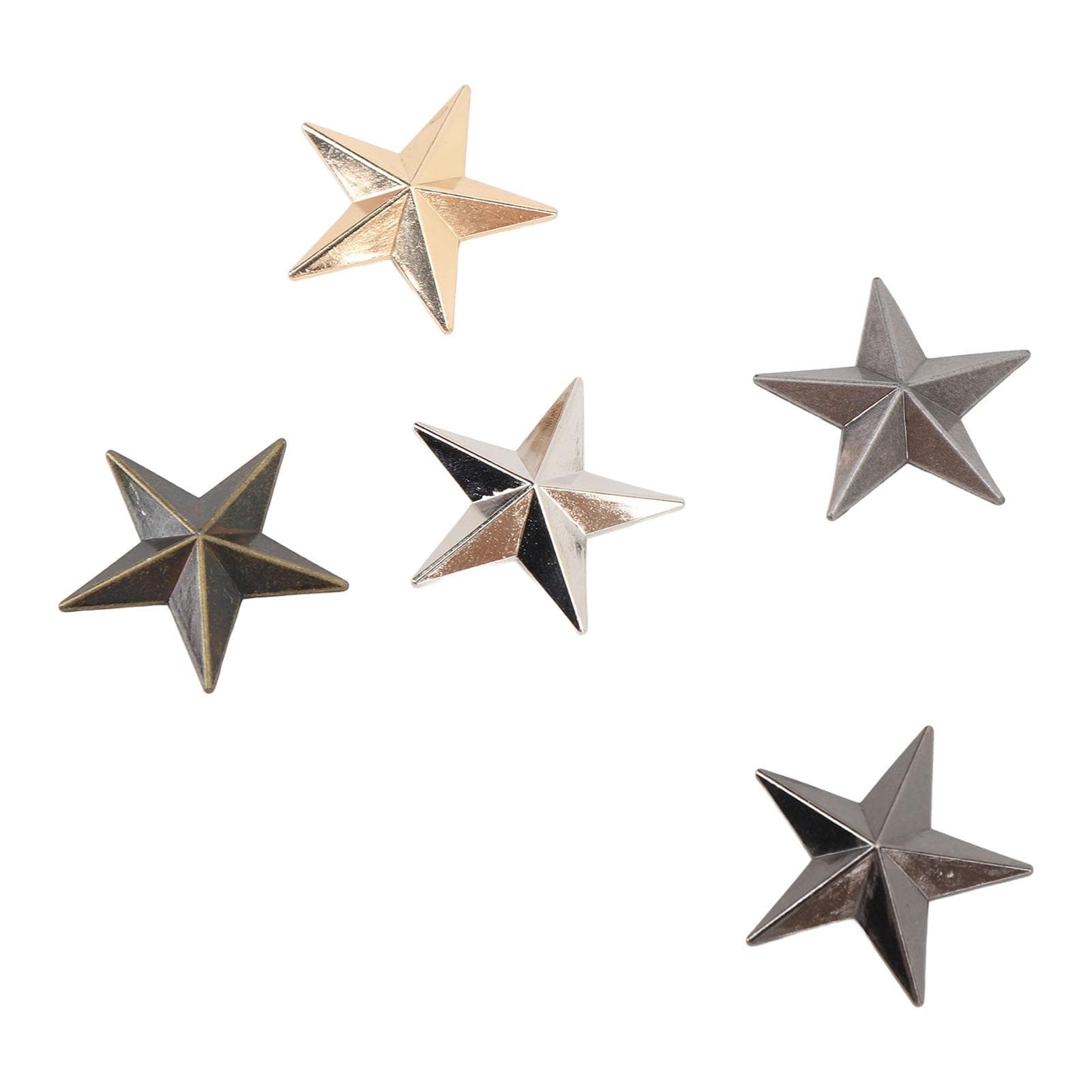 20 Set Star Alloy Rivets 5 Pointed Stars Stud Leathercraft Decorations 31mm Gold Silver Black