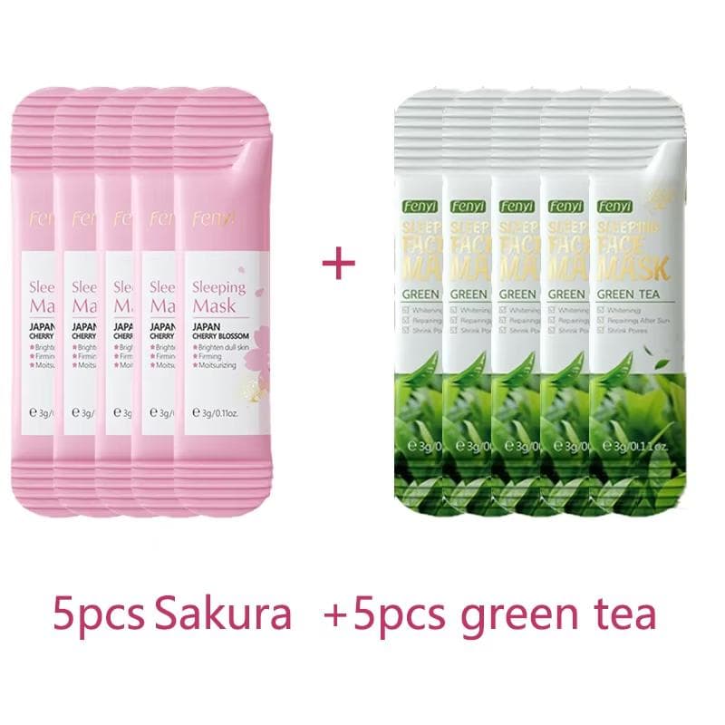 10pcs Sakura Sleeping Mask Moisturizing Reduce Wrinkle Nourishing Brightening Portable Disposable Face Mask Facial Care 10PCS