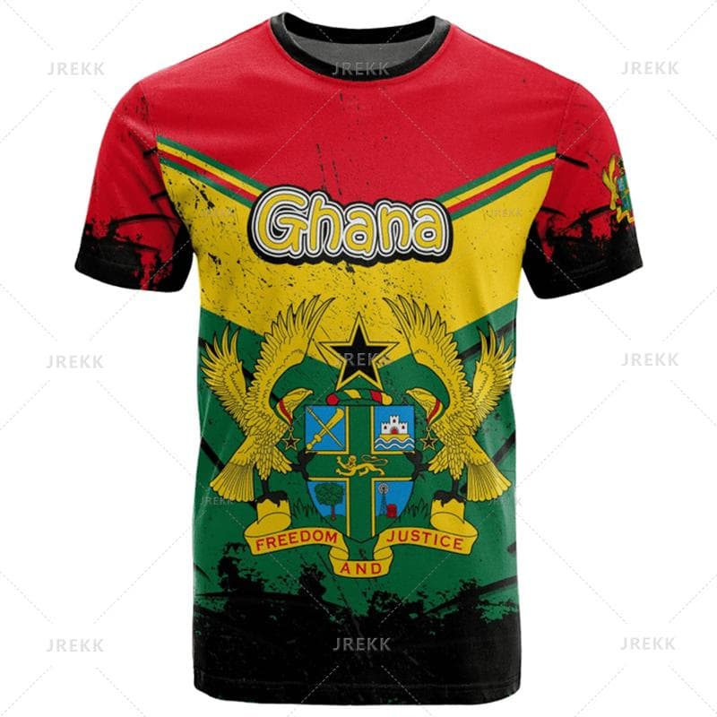3D Ghana Nationa IndependenceDay Printed T Shirt The Republic-of Ghana Emblem Flag Graphic Tee-shirts For Men Mens Clothing Tops XXXL