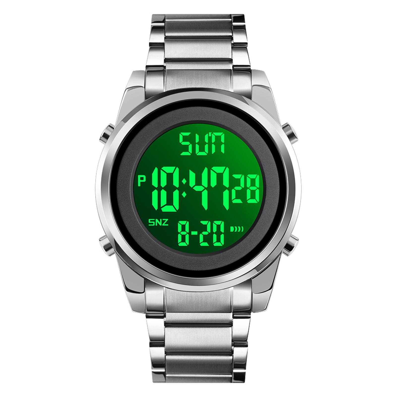 SKMEI Men Digital Business Watch Dual Time Mode Date Week Alarm Clock Backlight 3ATM Waterproof silver