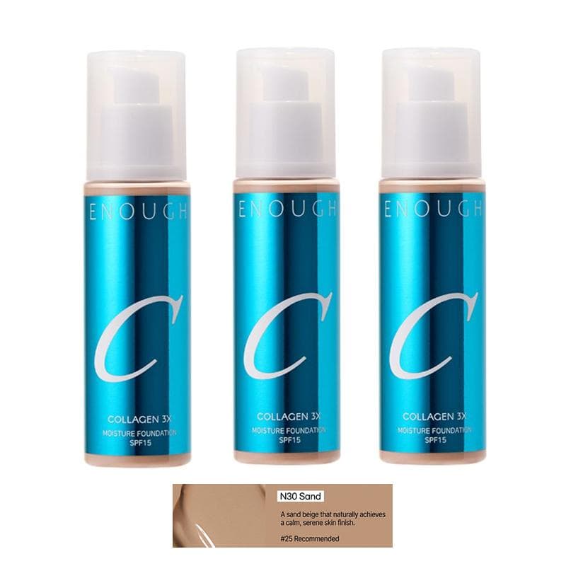 ENOUGH COLLAGEN 3X Moisture Foundation SPF 100mL (30 Options) #N30 Sand x 3PCS