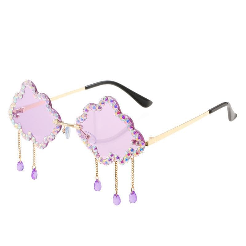Fashion Rhinestone Rimless Cloud Tassel Sunglasses Women Luxury Vintage Metal Diamond Steampunk Sun Glasses only 1 sunglasses