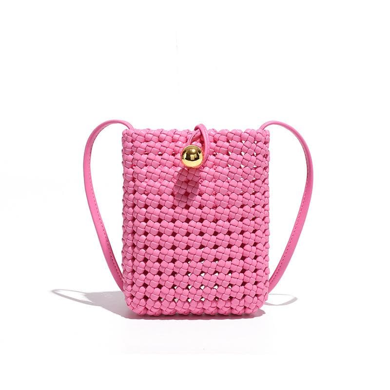 Niche High-end Fashion Women's Bags, Hand-woven Hollowed-out Bags, Mobile Phone Bags, Single-shoulder Crossbody Small Square Bags