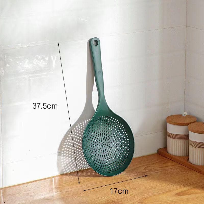 Plastic Large Colander Spoons Drain Scoop Heat Resistant Long Handle Strainers Sieve Food Pasta Colanders Kitchen Filter Gadgets green