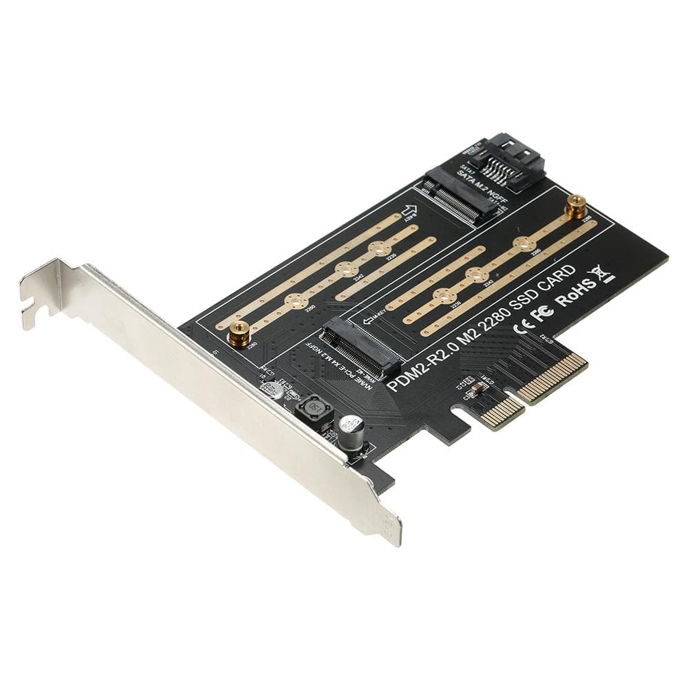 M.2 NVME to PCI-E X4 Expansion Card SSD Adapter Card with M.2 M-key B-key Interfaces Support NVME black