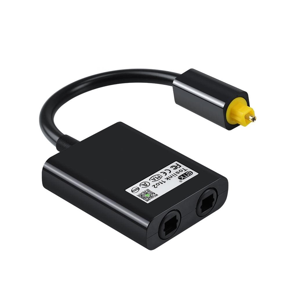 1 to 2 Audio Adapter Digital Optical Cable Splitter Optical Fiber Audio Adapter Fiber Optic black