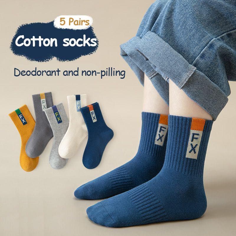 5Pairs 1-16Years Children's Socks Selected Fabric High Resilience Comfortable and Anti-Pilling Crew Casual Boys Sports Sock 1-4 year(10-14 cm)