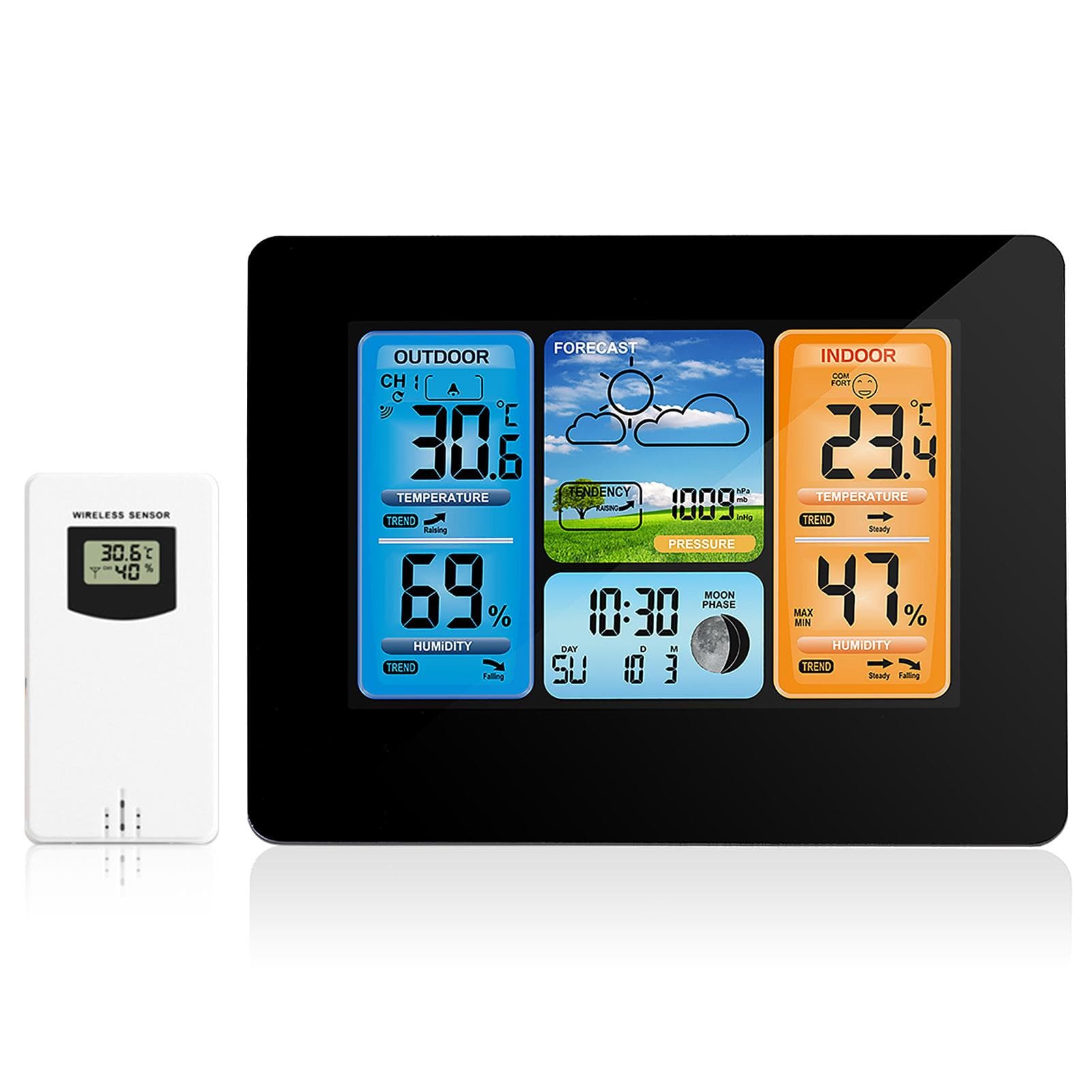 Indoor Outdoor Thermometer Wireless, Weather Station with Atomic Clock,USB197FT(60M) High Precision