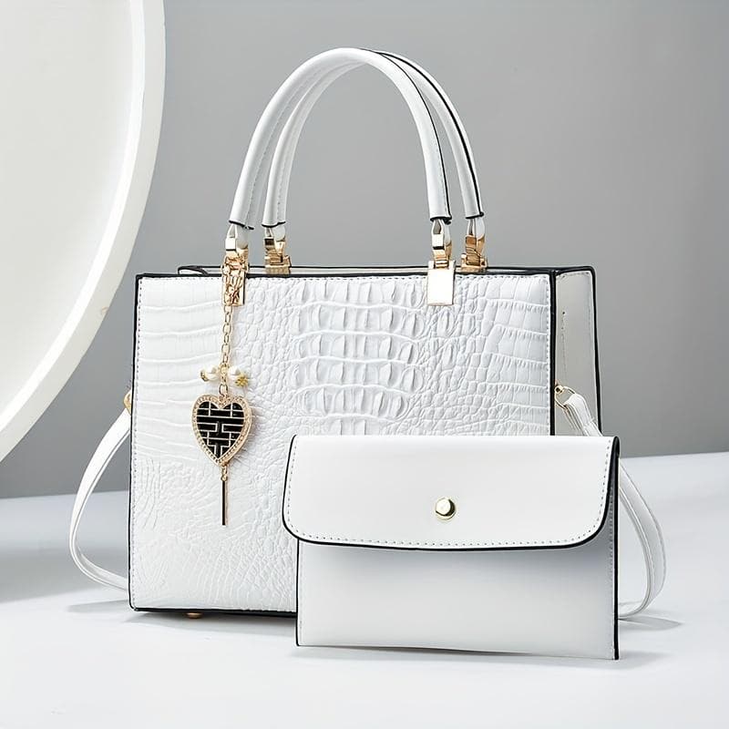 New Handbag With Crocodile Pattern, High Quality And Large Capacity Gift For Mom Crossbody Handbag Tote Bag white