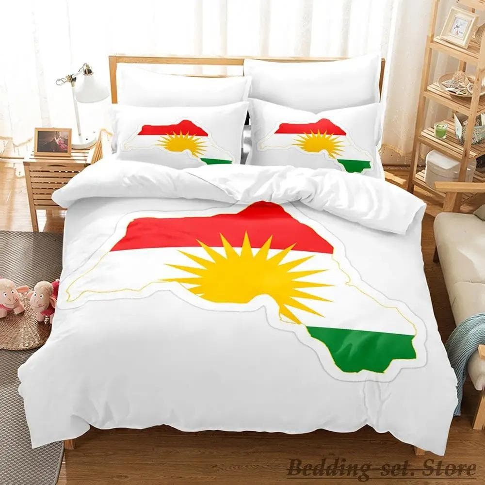 Kurdistan Flag Bedding Set Single Twin Full Queen King Size Bed Set Adult Kid Bedroom Duvetcover Sets parure de lit Bed 70x133cm 2pcs