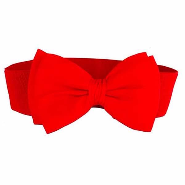 Women Belt Long Section Of the Circle Soft Leather Bowknot Body Shaping Bands Wide Belts one size red